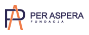 Logotyp fundacji: z lewej litera P połączona z literą A, po prawej napis Per Aspera Fundacja