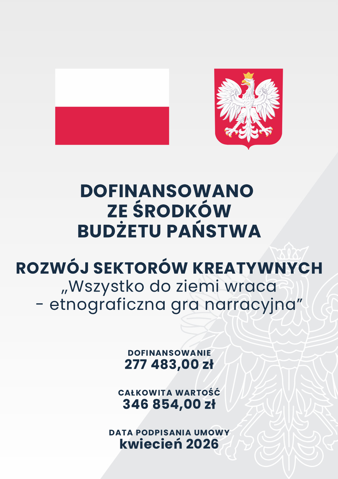 Plakat promocyjny programu Rozwój przemysłów kreatwywnych dofinansowanego z budżetu państwa 